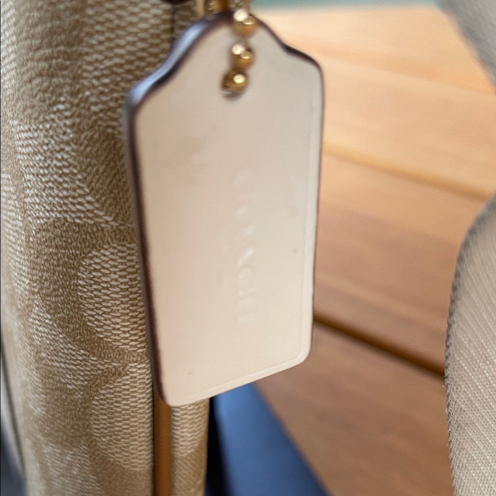 Coach Beige Signature Canvas Crossbody with White Stripe and Gold Hardware - Picture 5 of 8